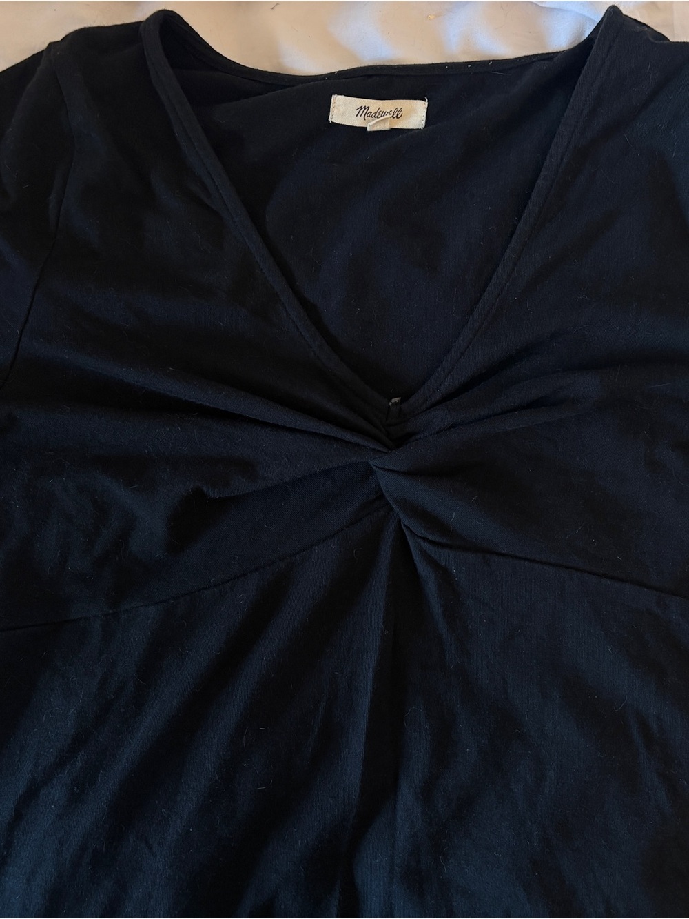 Madewell Black Twist-Front V-Neck Tunic Top
